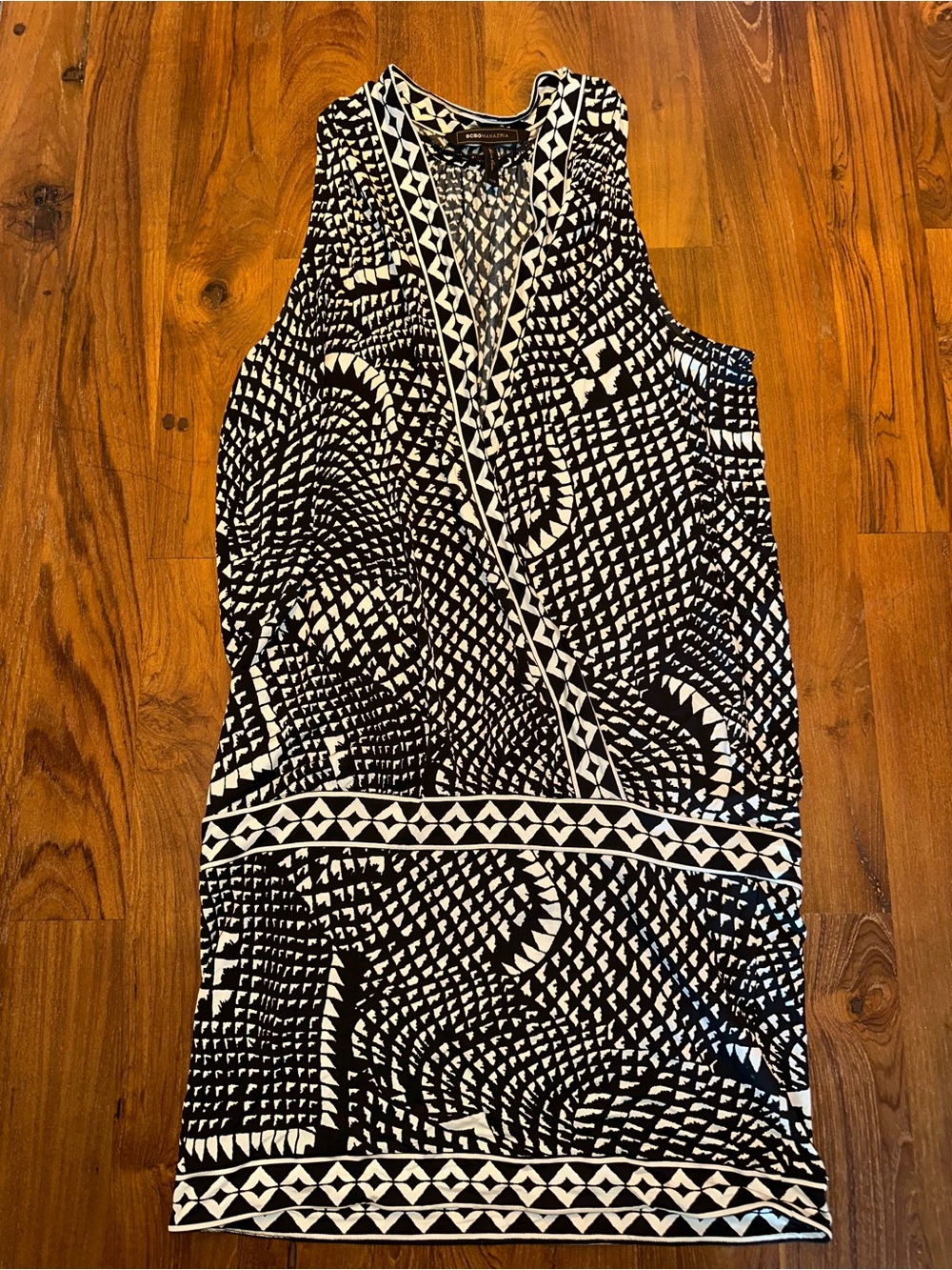 BCBG Maxazria Black & White Geometric Sleeveless Mini Dress Size XXS